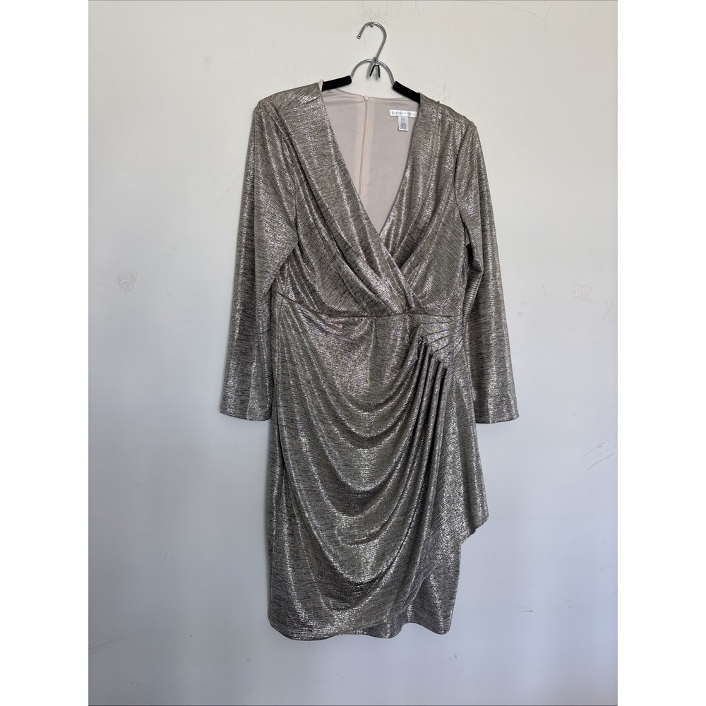 London Time Silver Metallic Tape Dress Us Size 16 Evening